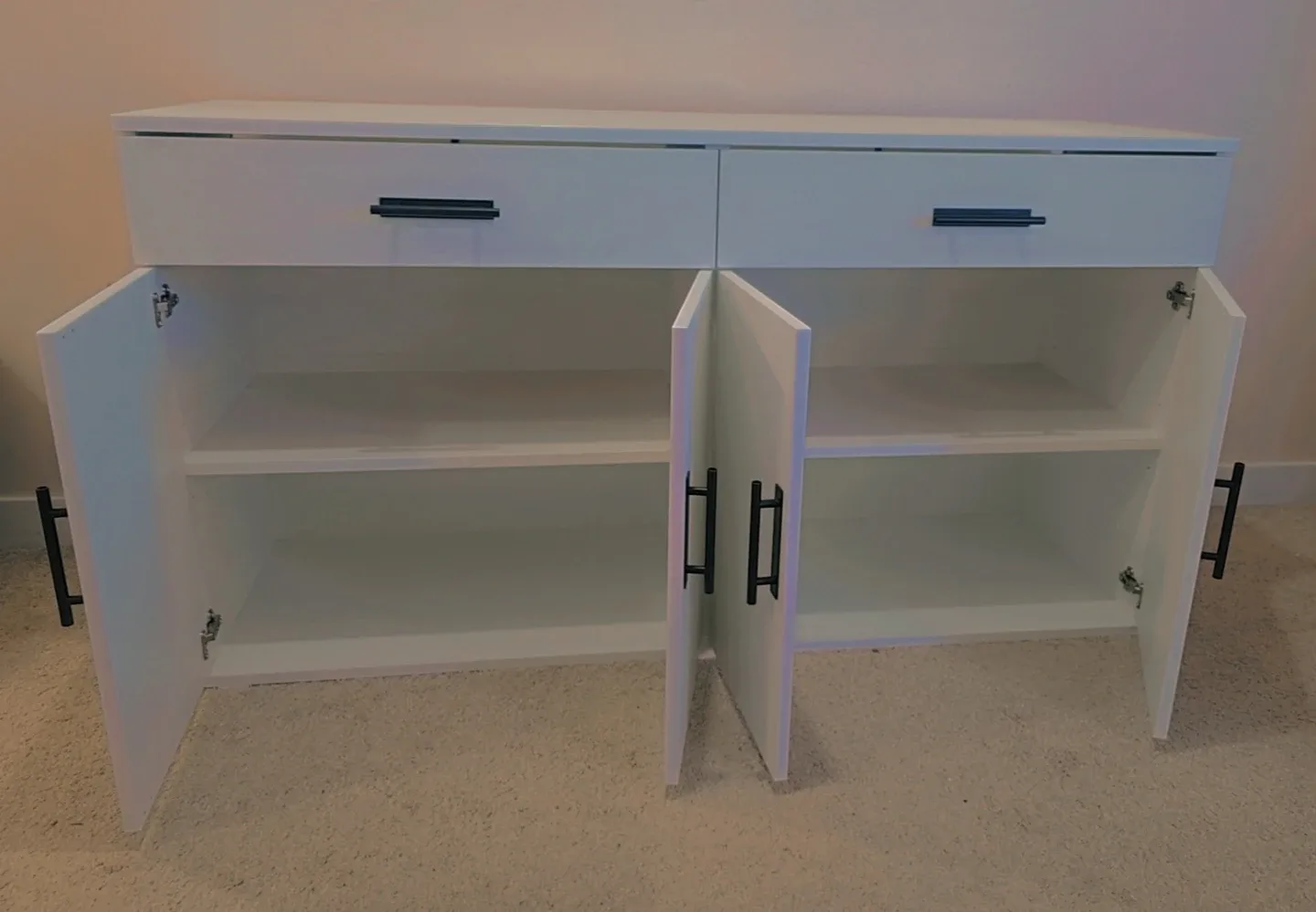 White Sideboard Cabinet with 2 Drawers and 4 Doors - photo 5