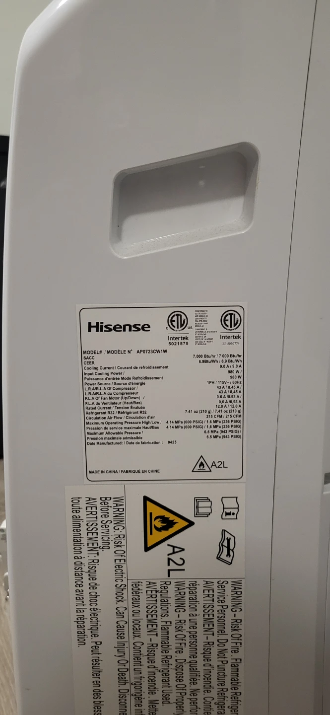 Hisense Portable Air Conditioner AP0723CW1W - photo 3