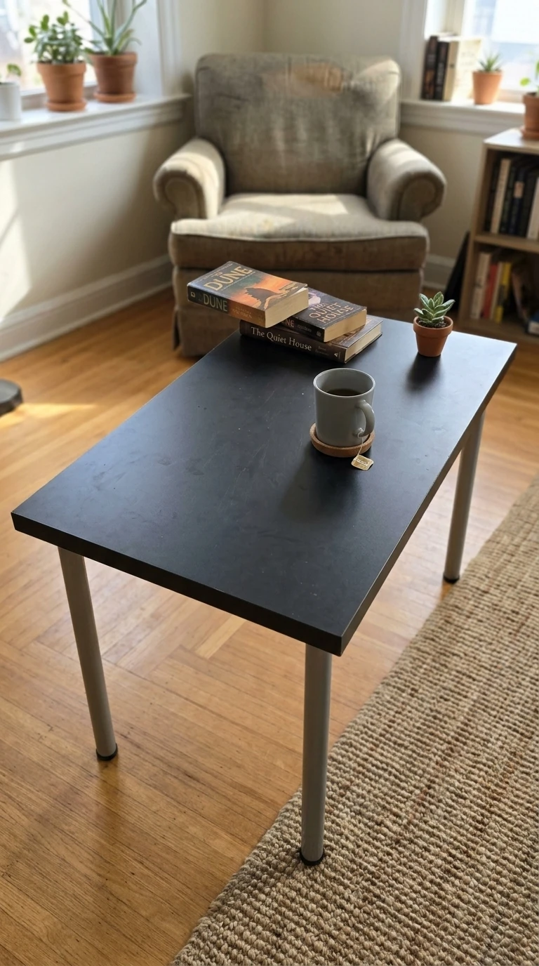 Black Table Top with Metal Legs - photo 2