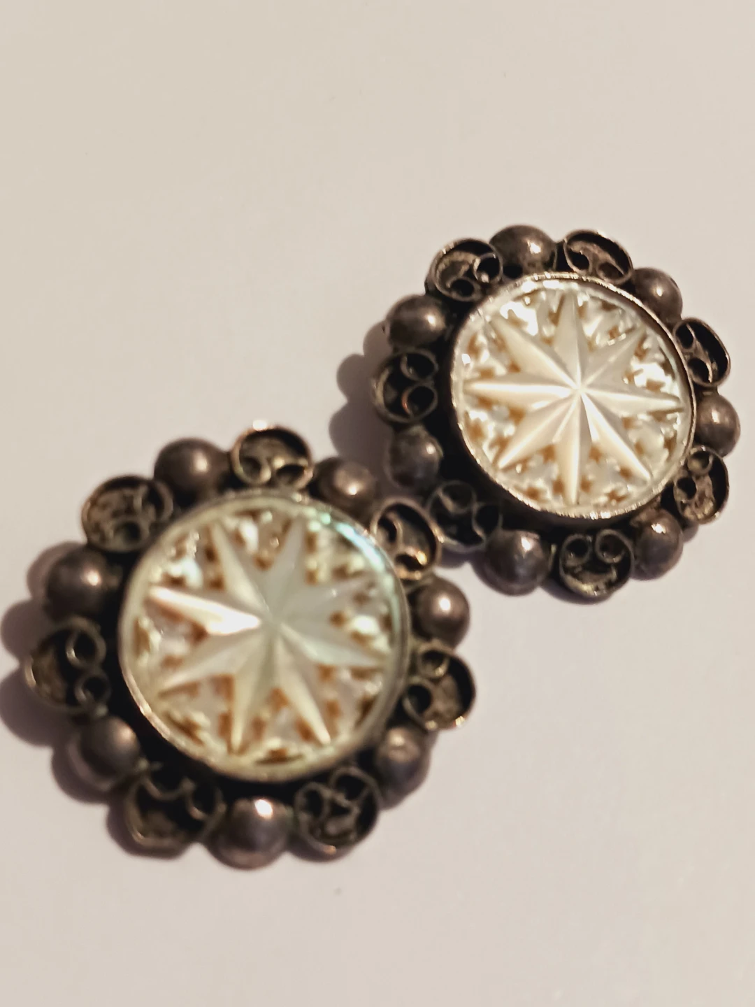 Sterling Silver Jerusalem Mother of Pearl Clip on Earrings - photo 3