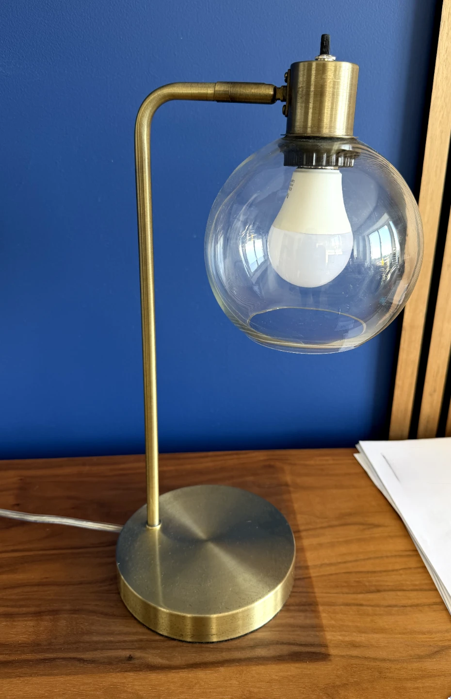 Brass Accent Desk Lamp with Clear