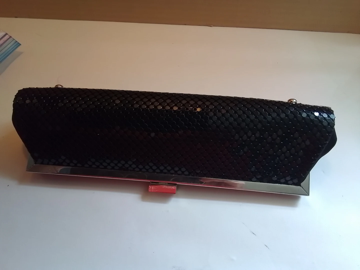 Black Mesh Evening Clutch with Chain Strap - photo 2