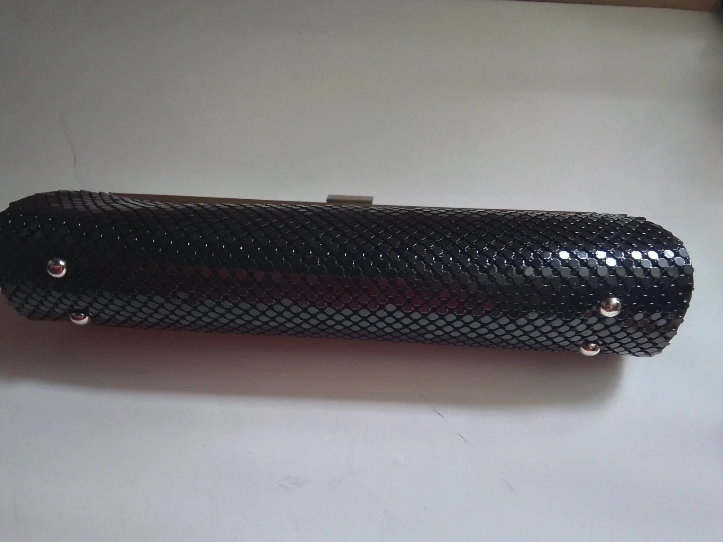 Black Mesh Evening Clutch with Chain Strap - photo 3