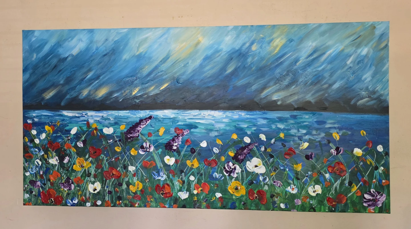 Huge original hand-painted painting by local artist Wild flowers - photo 2