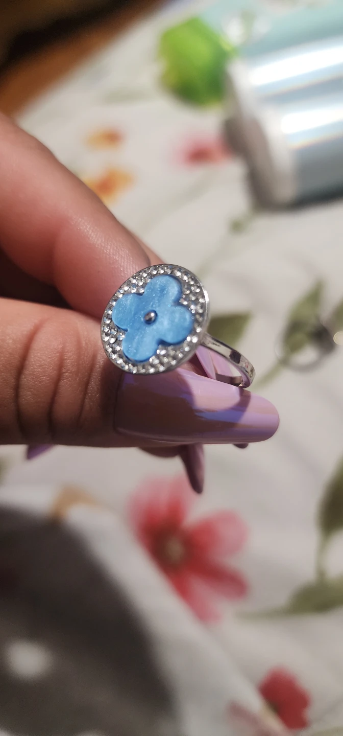Flower Ring with Rhinestone Border - photo 3