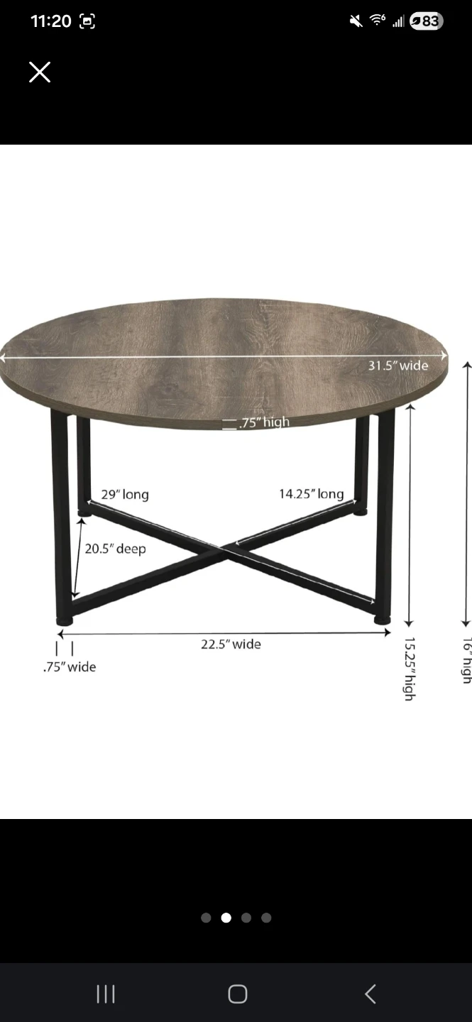 Round Coffee Table - Wood Top with Black Metal Base - photo 2