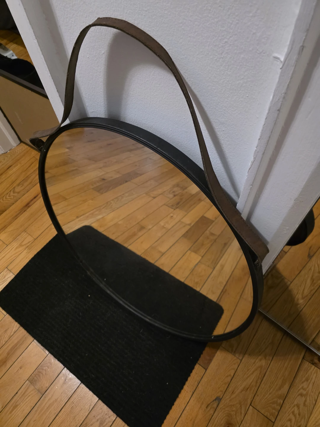 Heavy Oval Mirror with Leather Strap