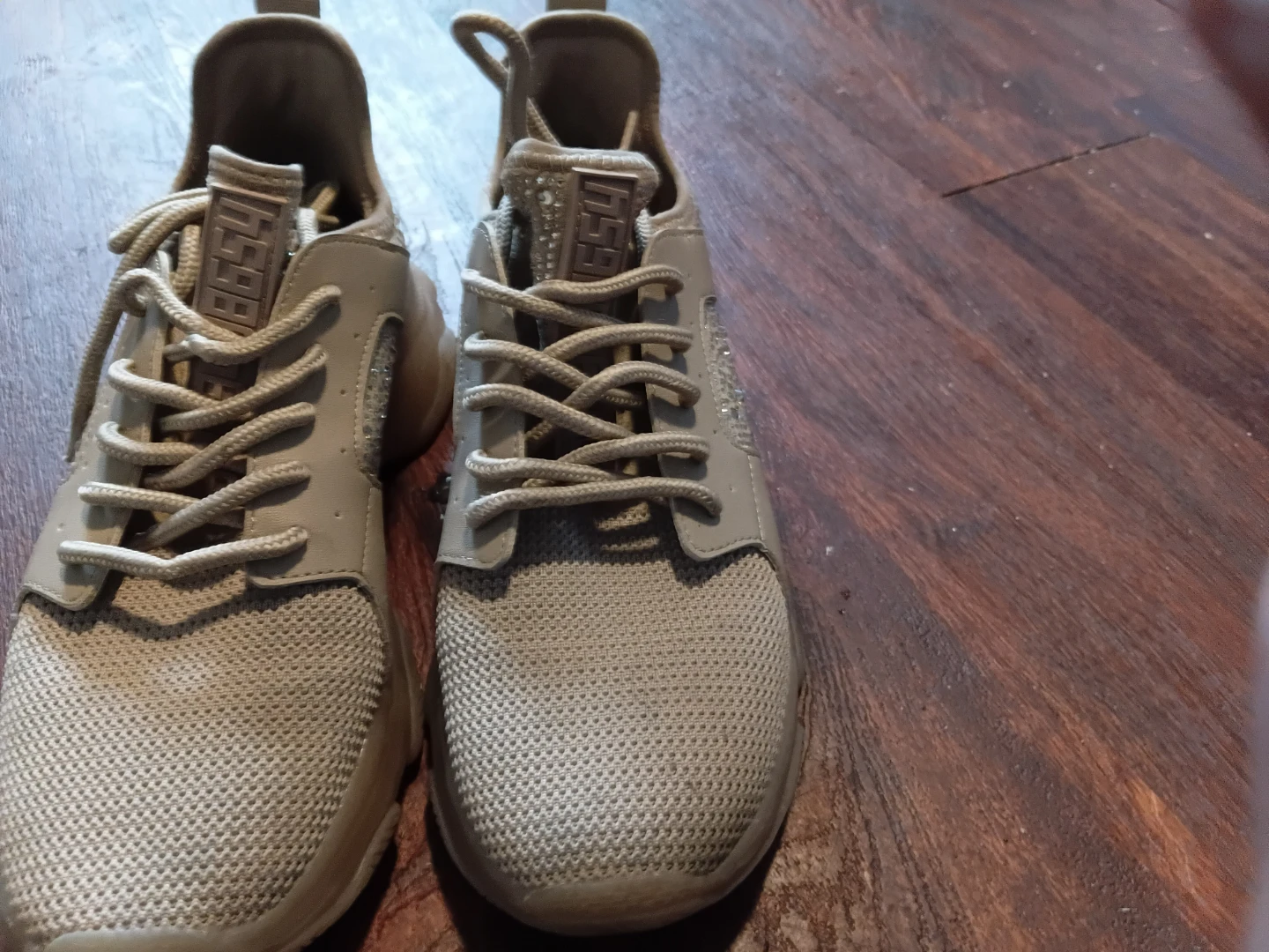 Tan Rhinestone Sneakers