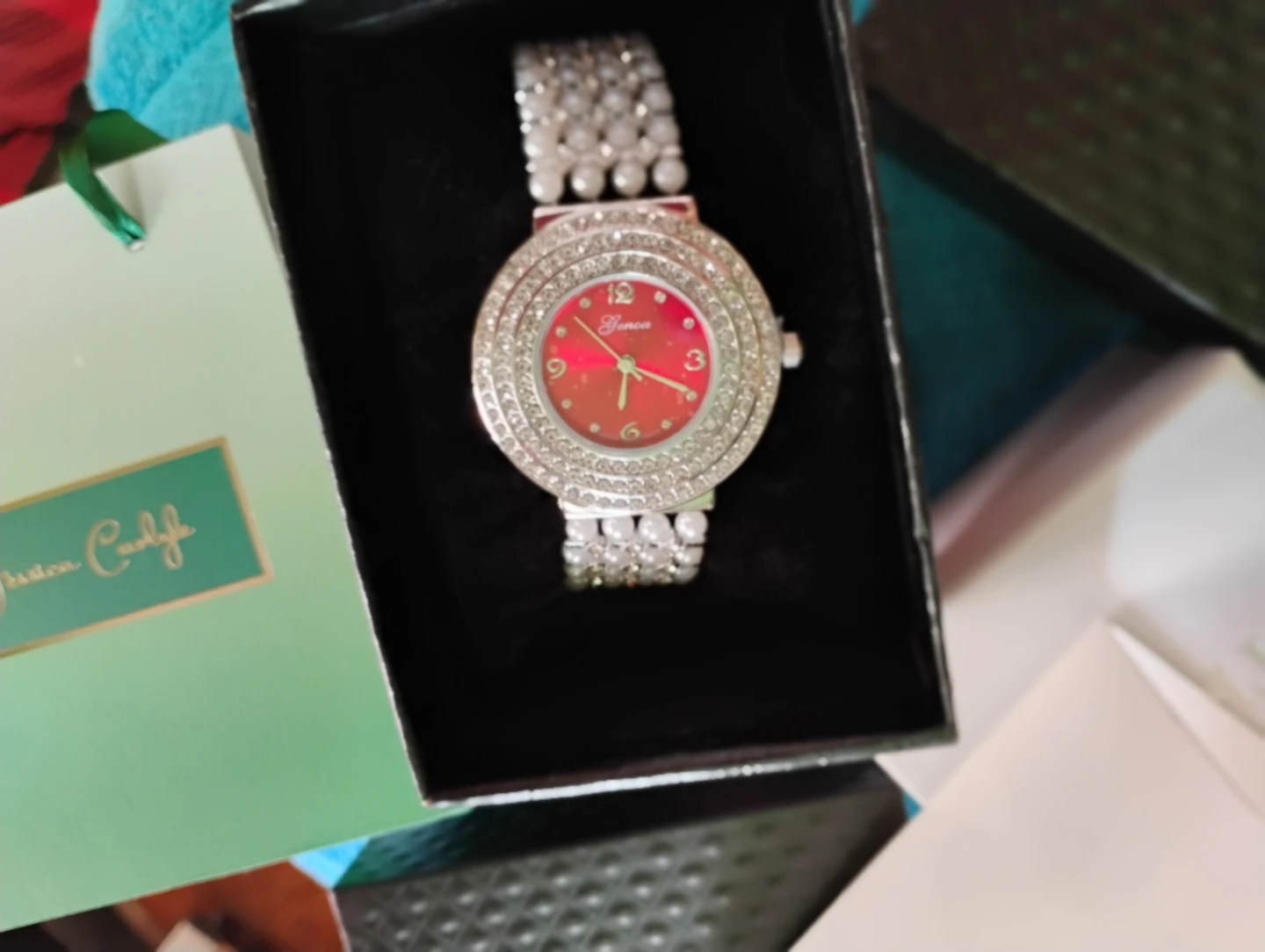 Geneva Women's Watch with Rhinestones and Pearls - photo 2