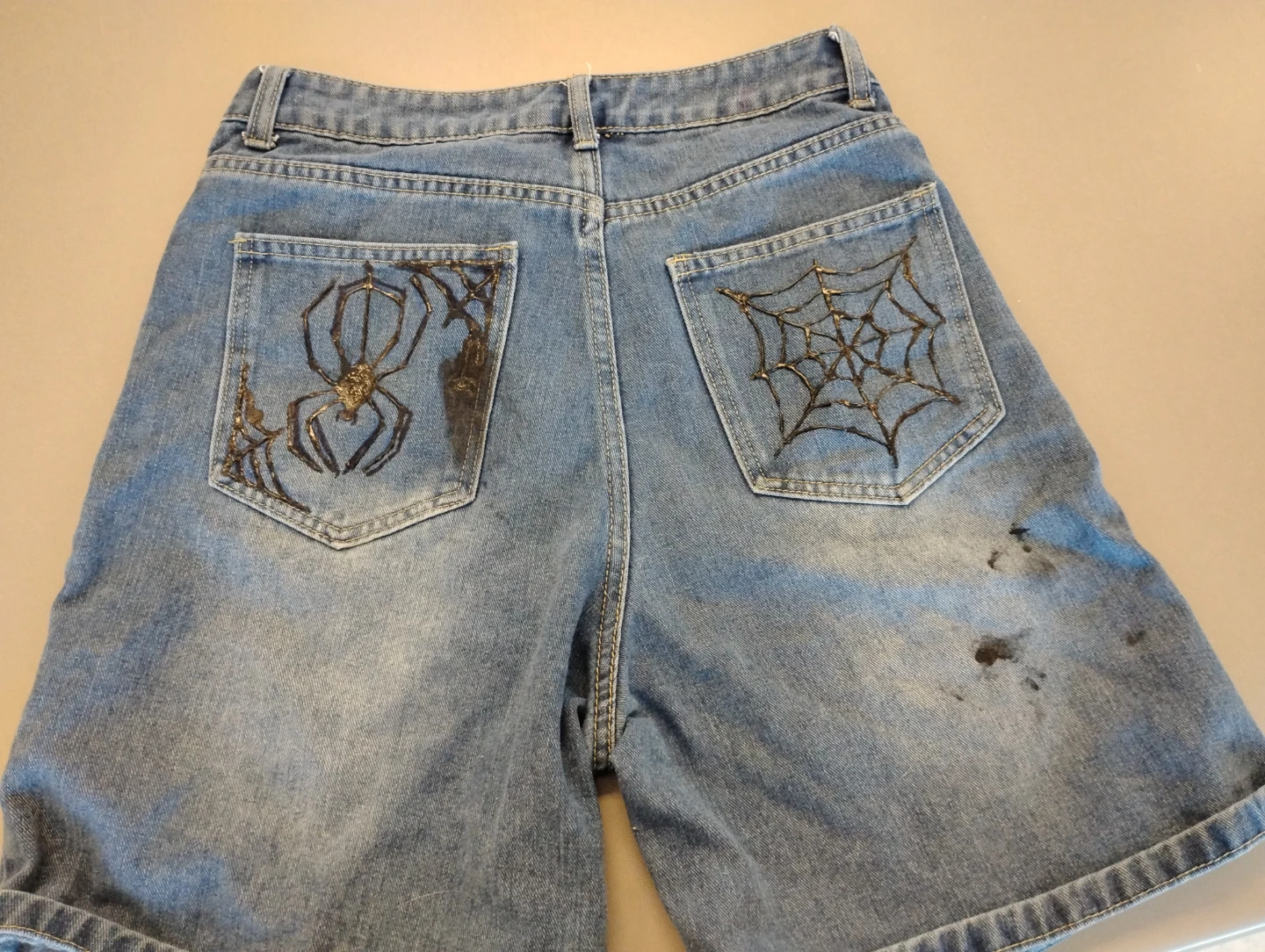 Hand painted spider jeans
