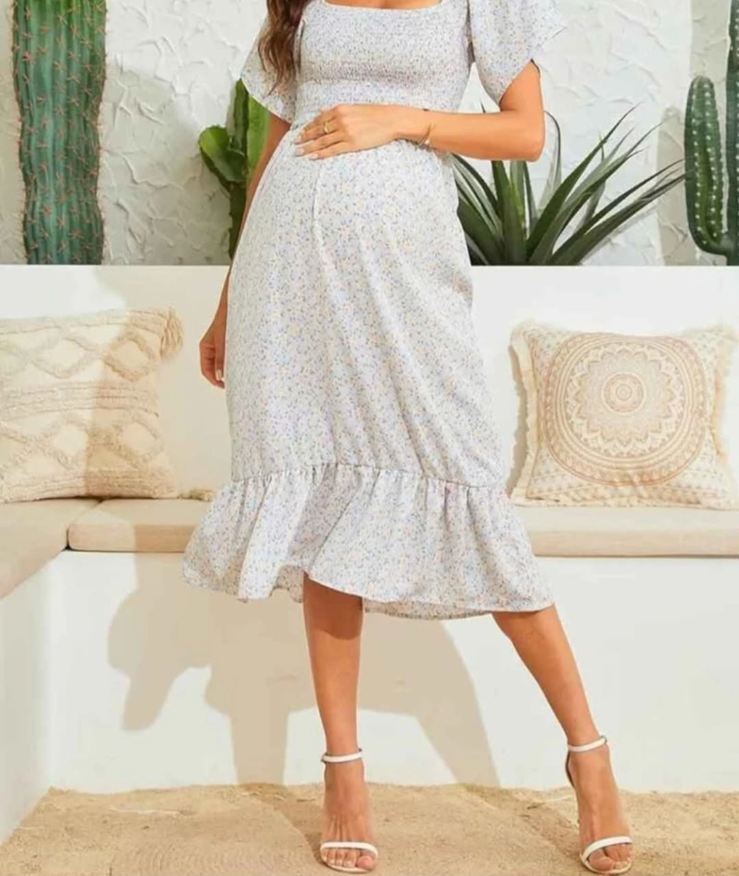 Floral Maternity Smocked Dress