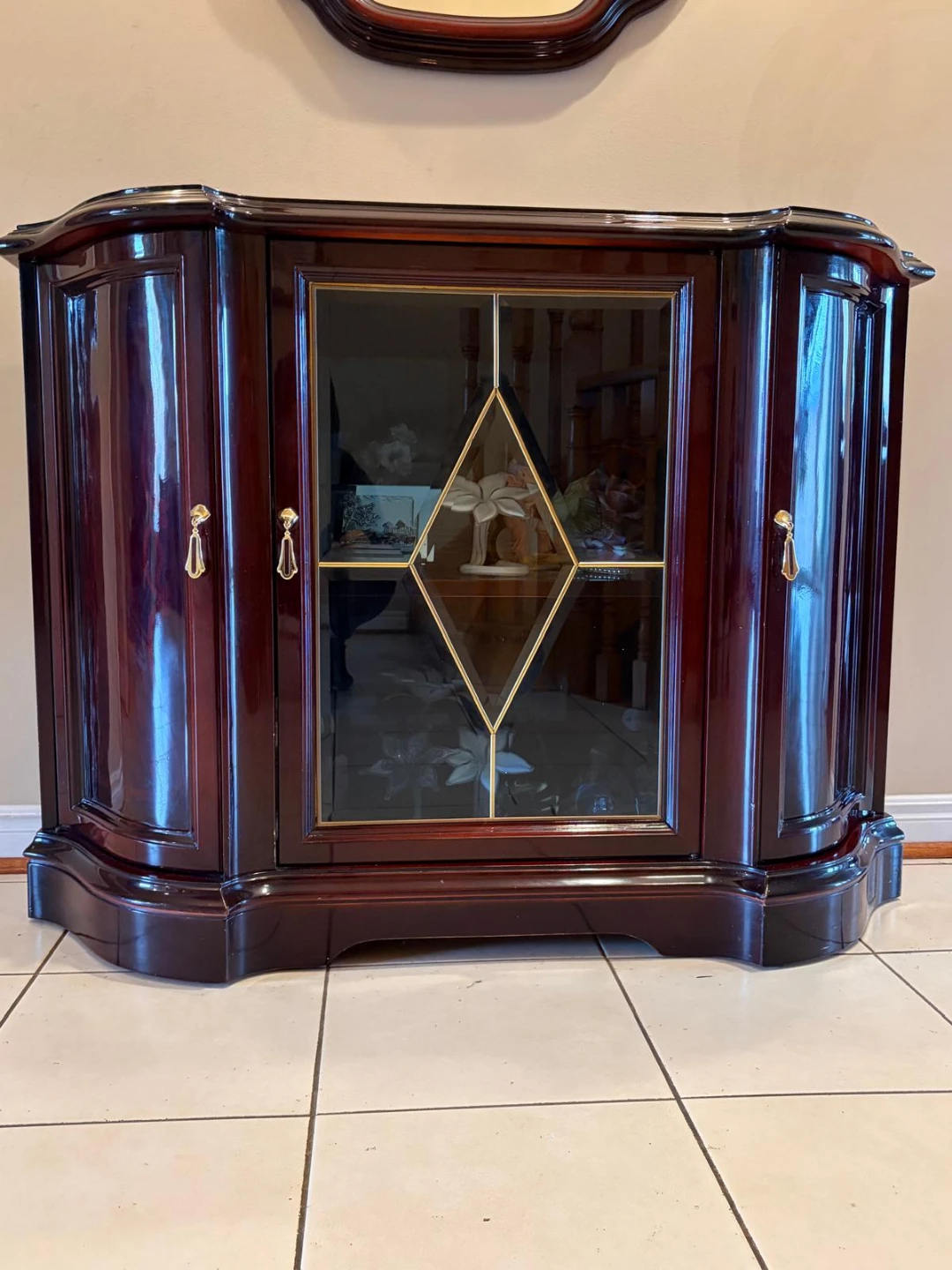 Mahogany Accent Cabinet with Glass Door
