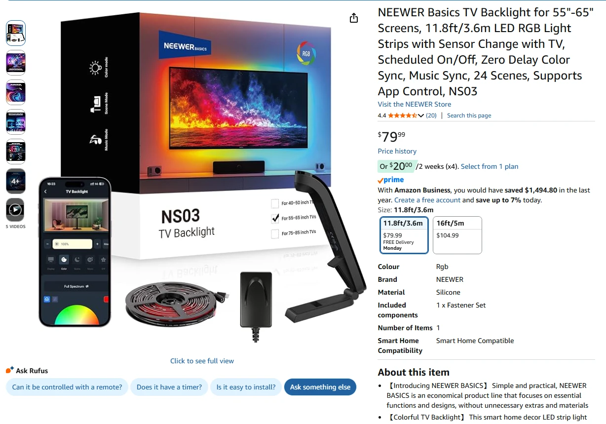 NEEWER TV Backlight for 55-65" Screens - photo 2