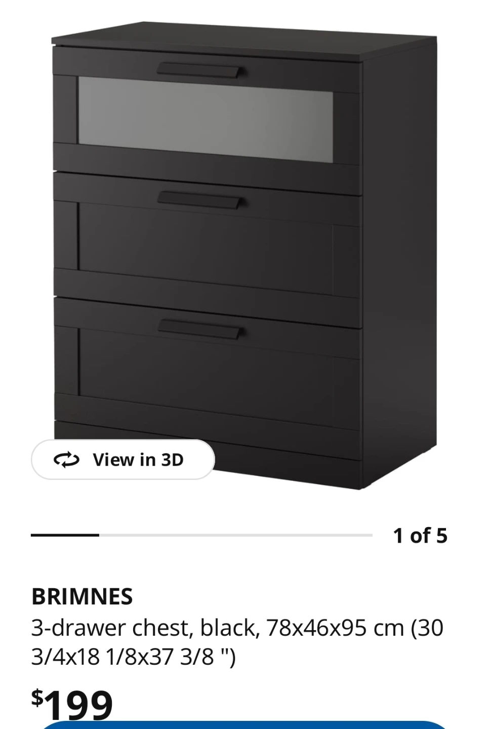 IKEA BRIMNES 3-Drawer Chest Black