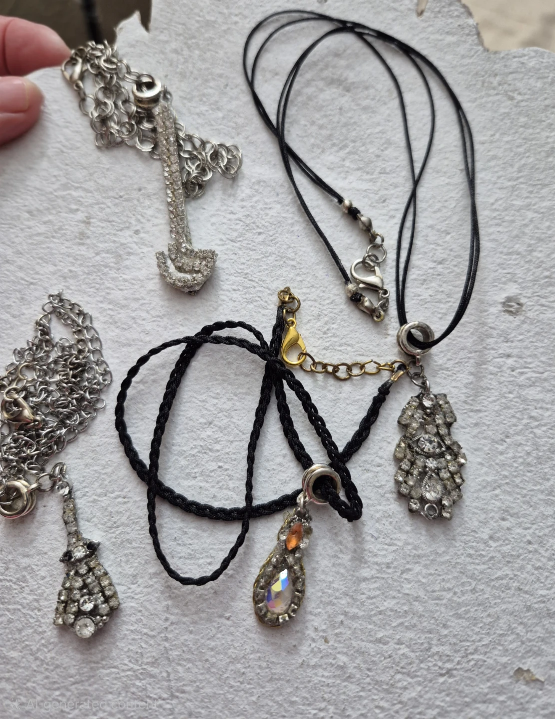 lot of  necklace with rhinestones pendant each 8