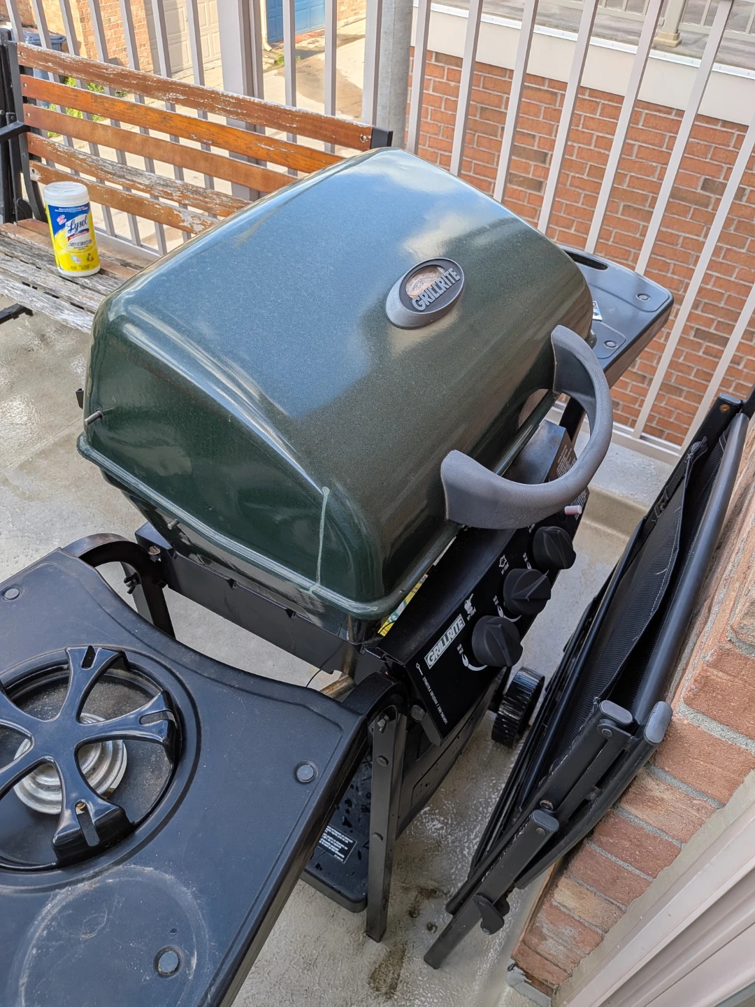 GrillRite Portable Propane Grill with Side Burner