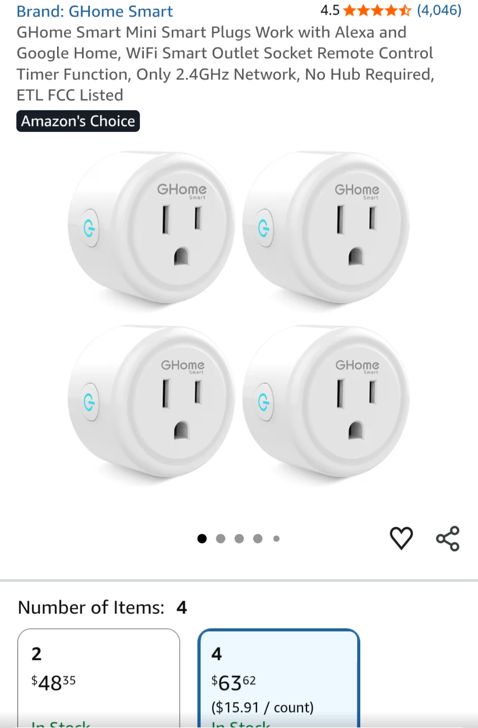 New GHome Smart Mini Plugs - 4 Pack