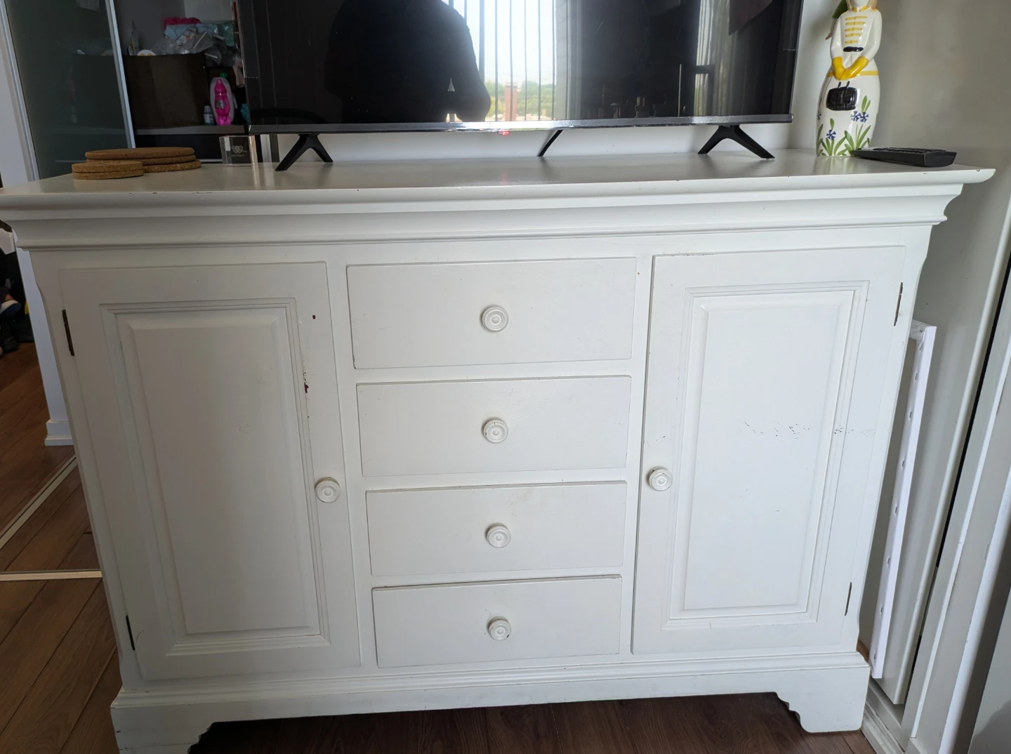 White Sideboard with Drawers and Cabinet Doors - photo 3