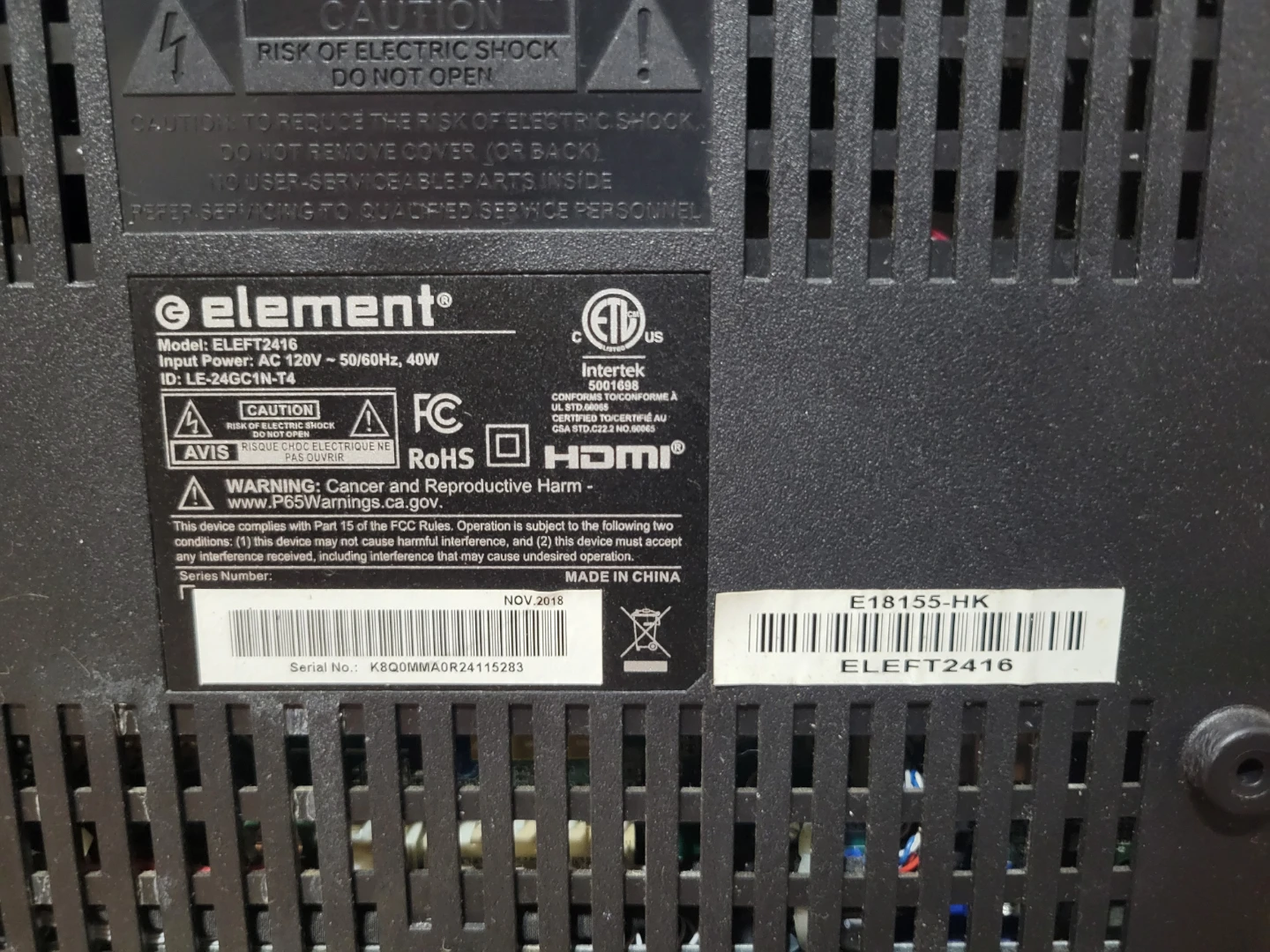 Element 24" HD TV. No remote control! - photo 4