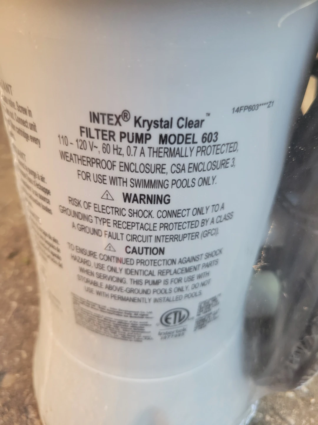 Intex Krystal Clear Filter Pump Model 603 brand new - photo 3
