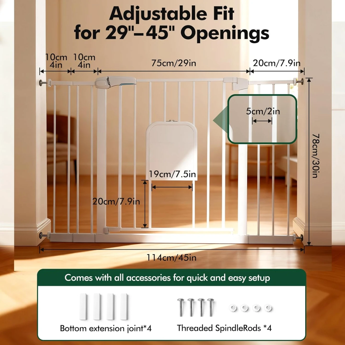 Pet Gate with Adjustable Cat Door - photo 4