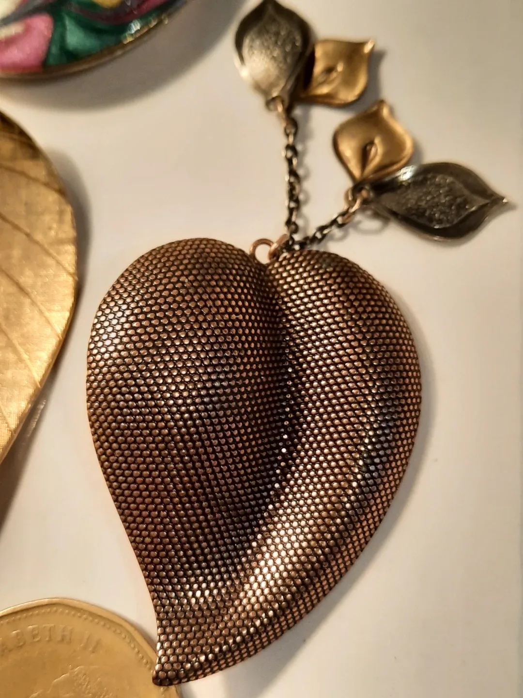 Vintage Brooch Lot - Leaf, Heart, and Swirl Designs - photo 4