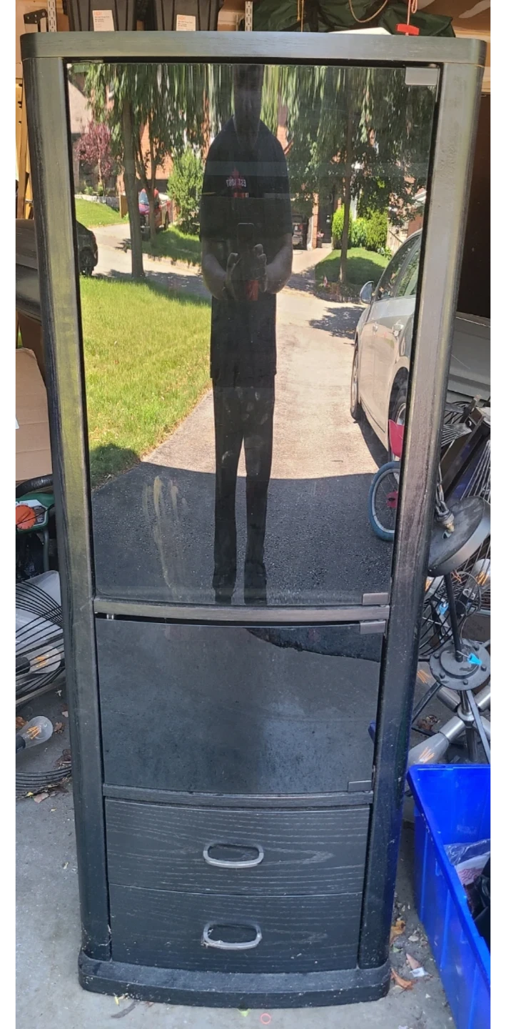Black Cabinet with Glass doors & drawers