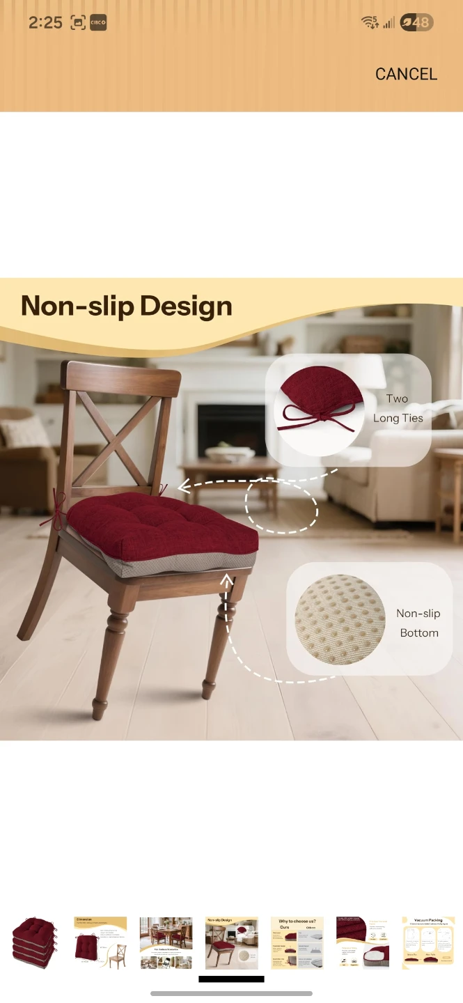 FlyGulls Set of 4 Tufted Dining Chair Cushions - Burgundy - photo 5
