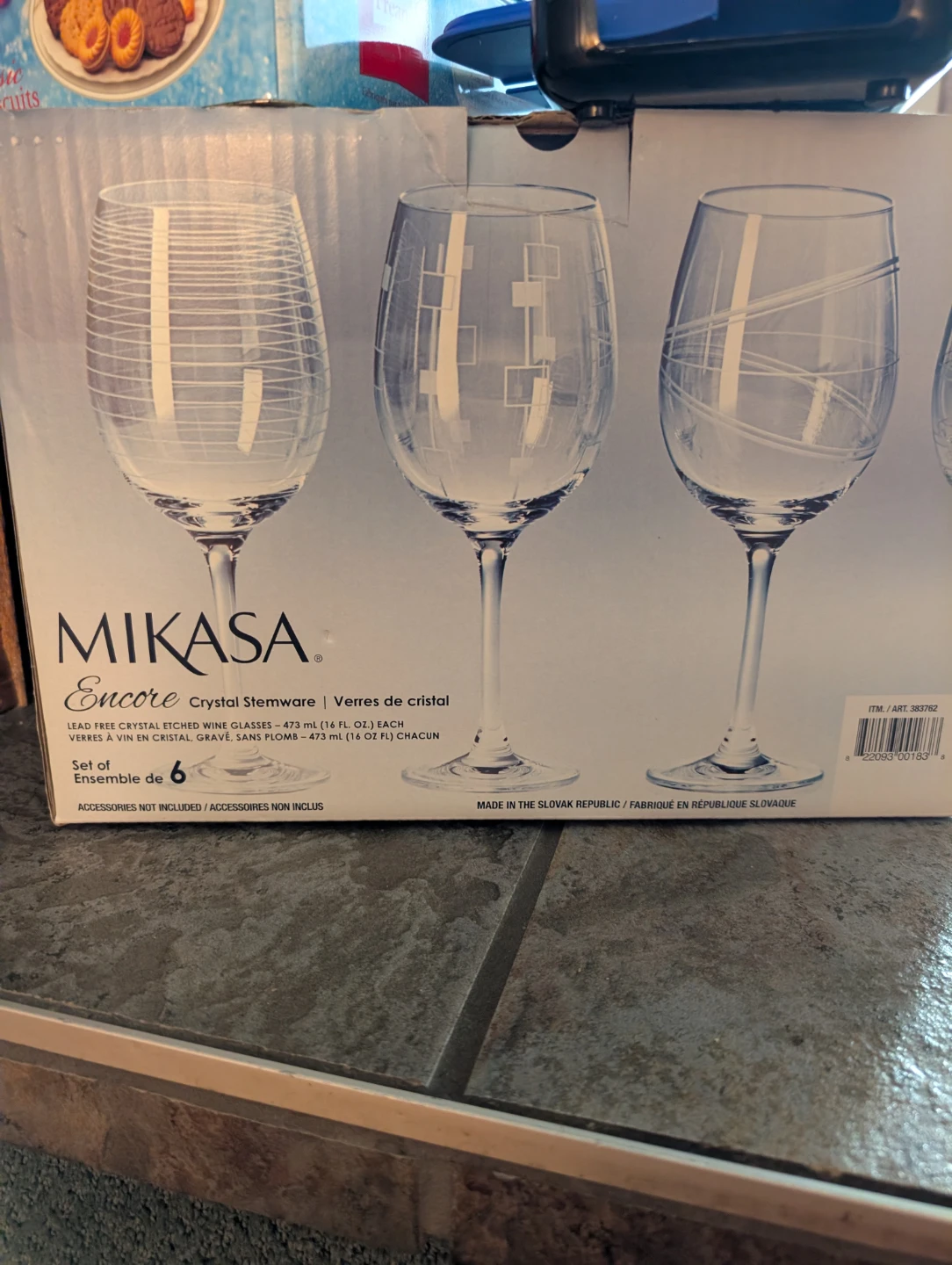 Mikasa Encore Crystal Etched Wine Glasses Set of 6