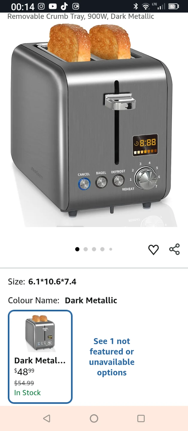 SEEDEEM 2-Slice Toaster - Dark Metallic - photo 2