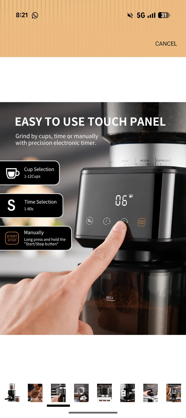 SHARDOR Conical Burr Coffee Grinder with 51 Grind Settings - photo 3