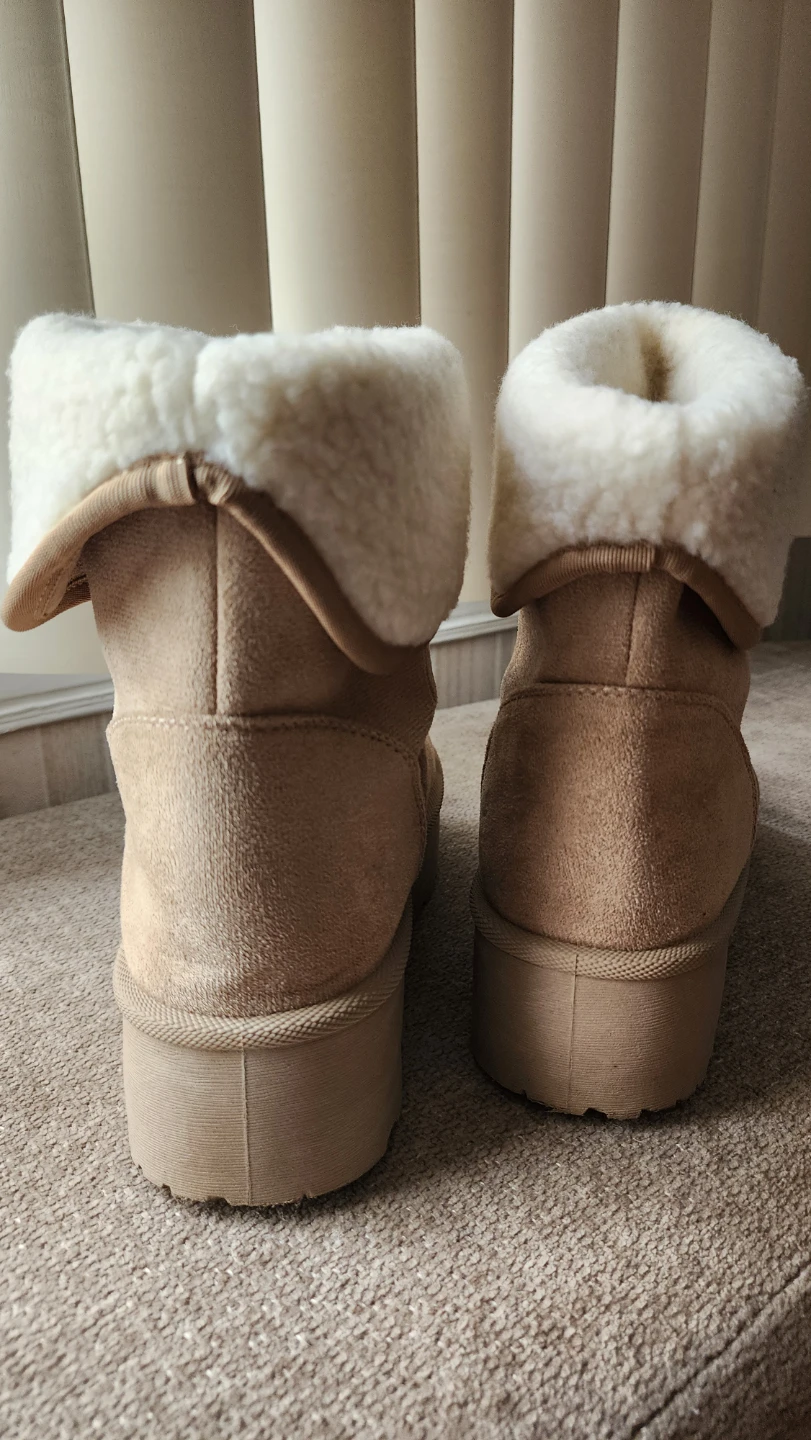 Tan Faux Suede Winter Boots with Shearling Lining - photo 2