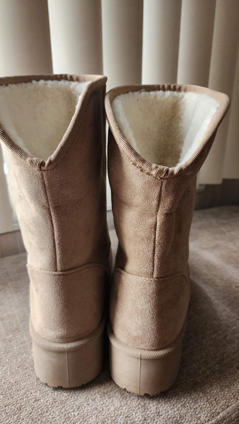 Tan Faux Suede Winter Boots with Shearling Lining - photo 4