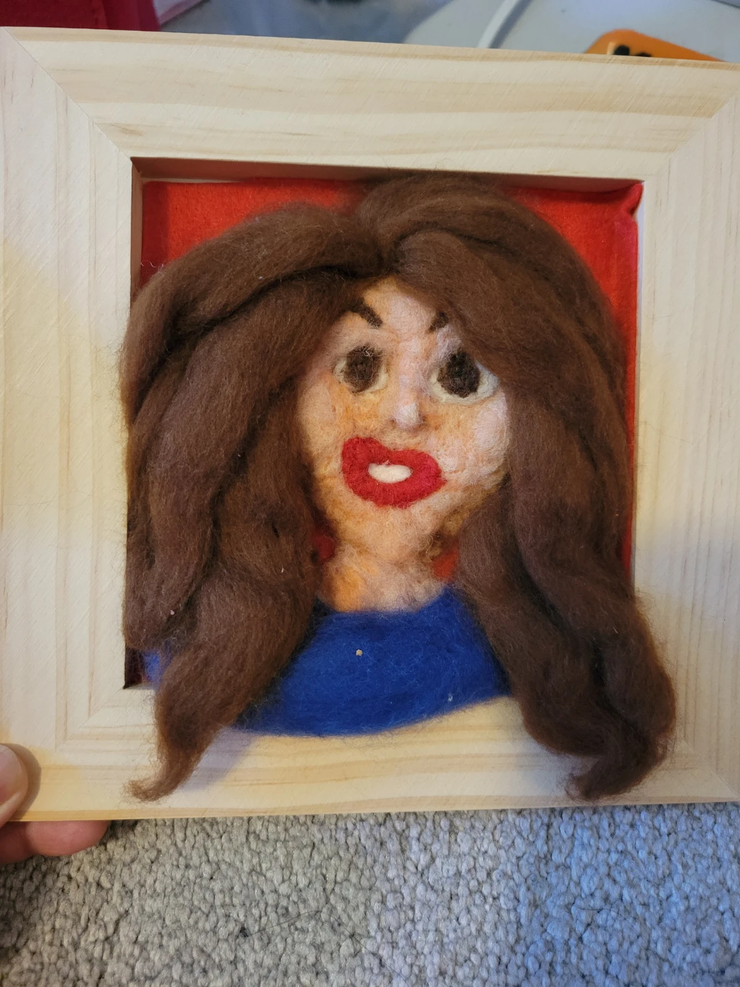 Needle Felted Portrait - Woman with Brown Hair - photo 2