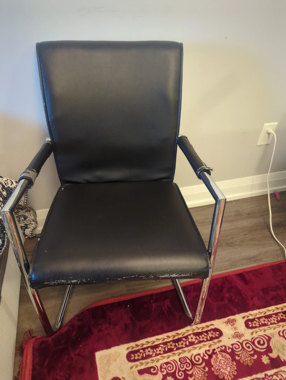 Black Armchair with Chrome Frame