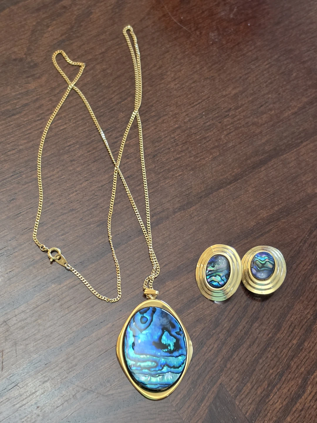 Vintage Abalone Shell Necklace and Earring Set ⚽️