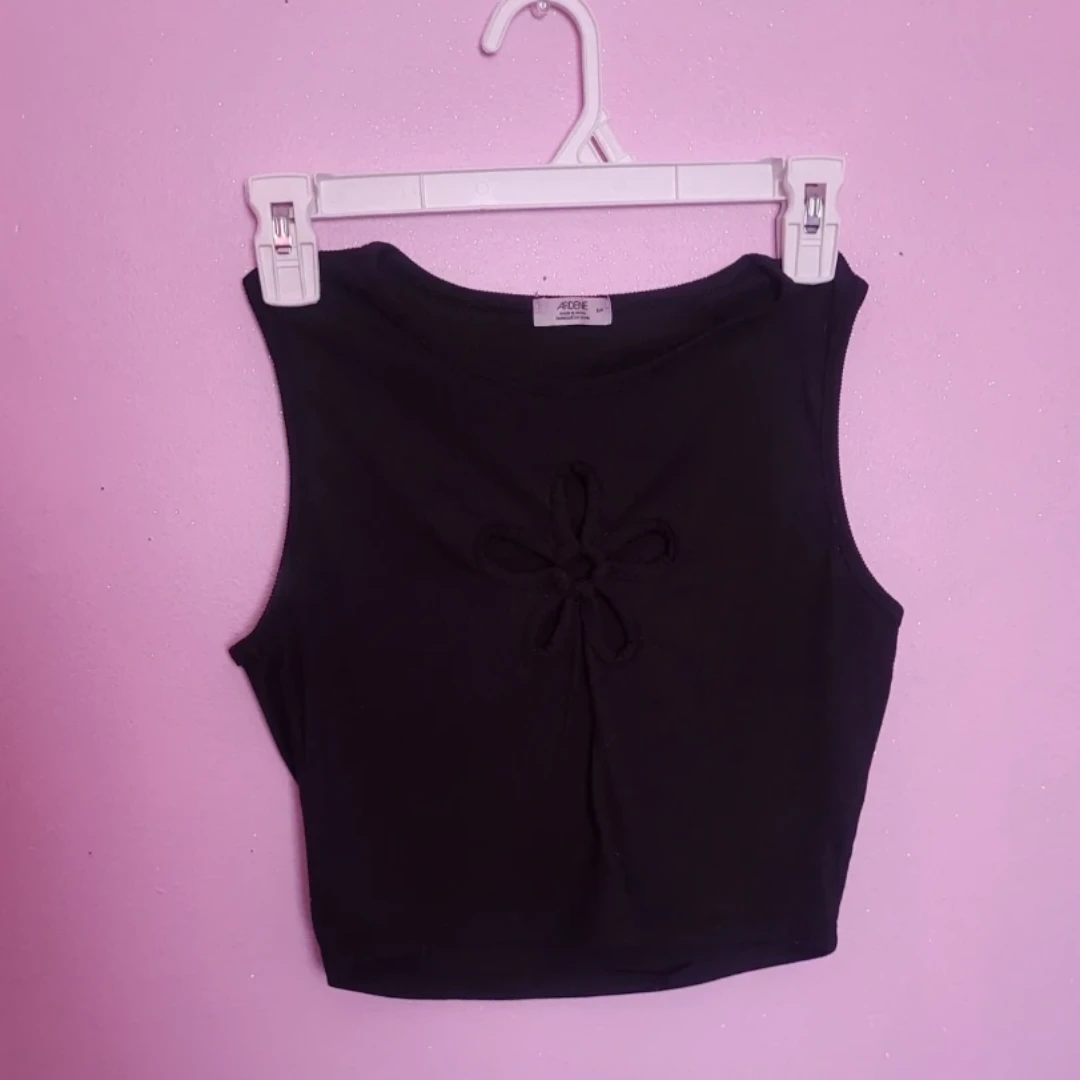 Ardene Black Cut-Out Crop Top - photo 2
