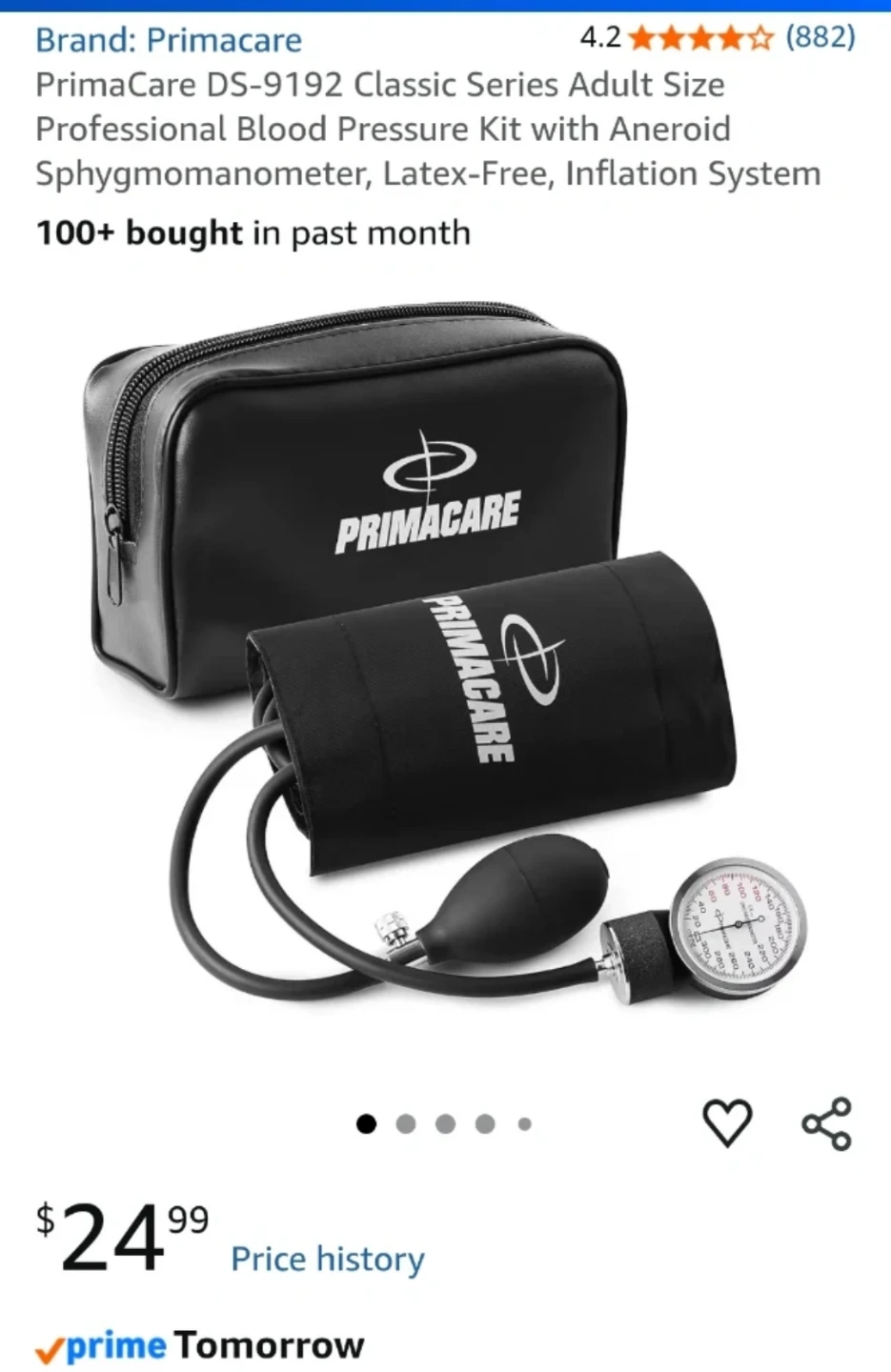 Primacare DS-9192 Classic Series Adult Size Blood Pressure Kit