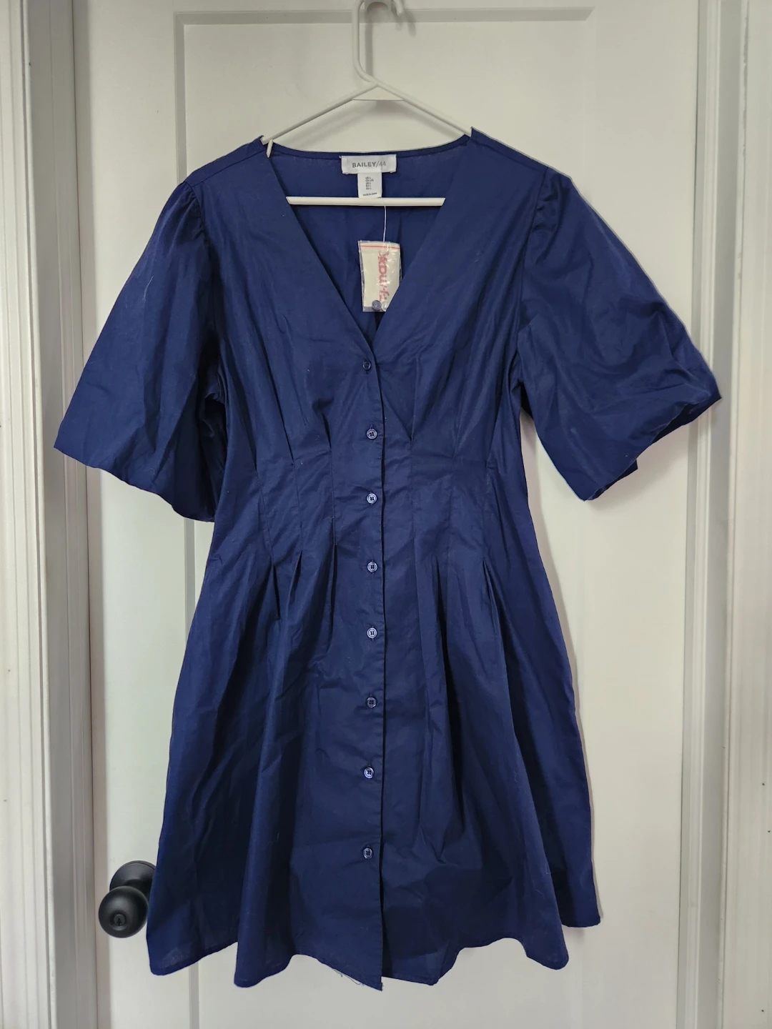 Bailey 44 Navy Blue Button-Up Midi Dress - Size L ⚽