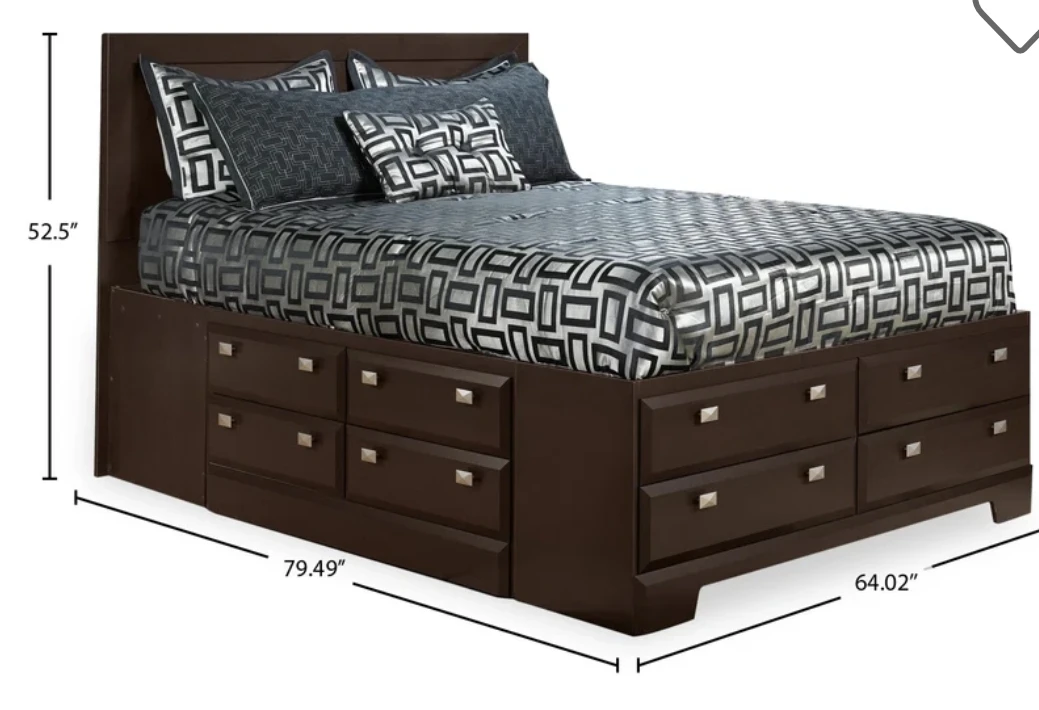 QUEEN 12-DRAWER PLATFORM STORAGE BED FRAME ESPRESSO BROWN - photo 2