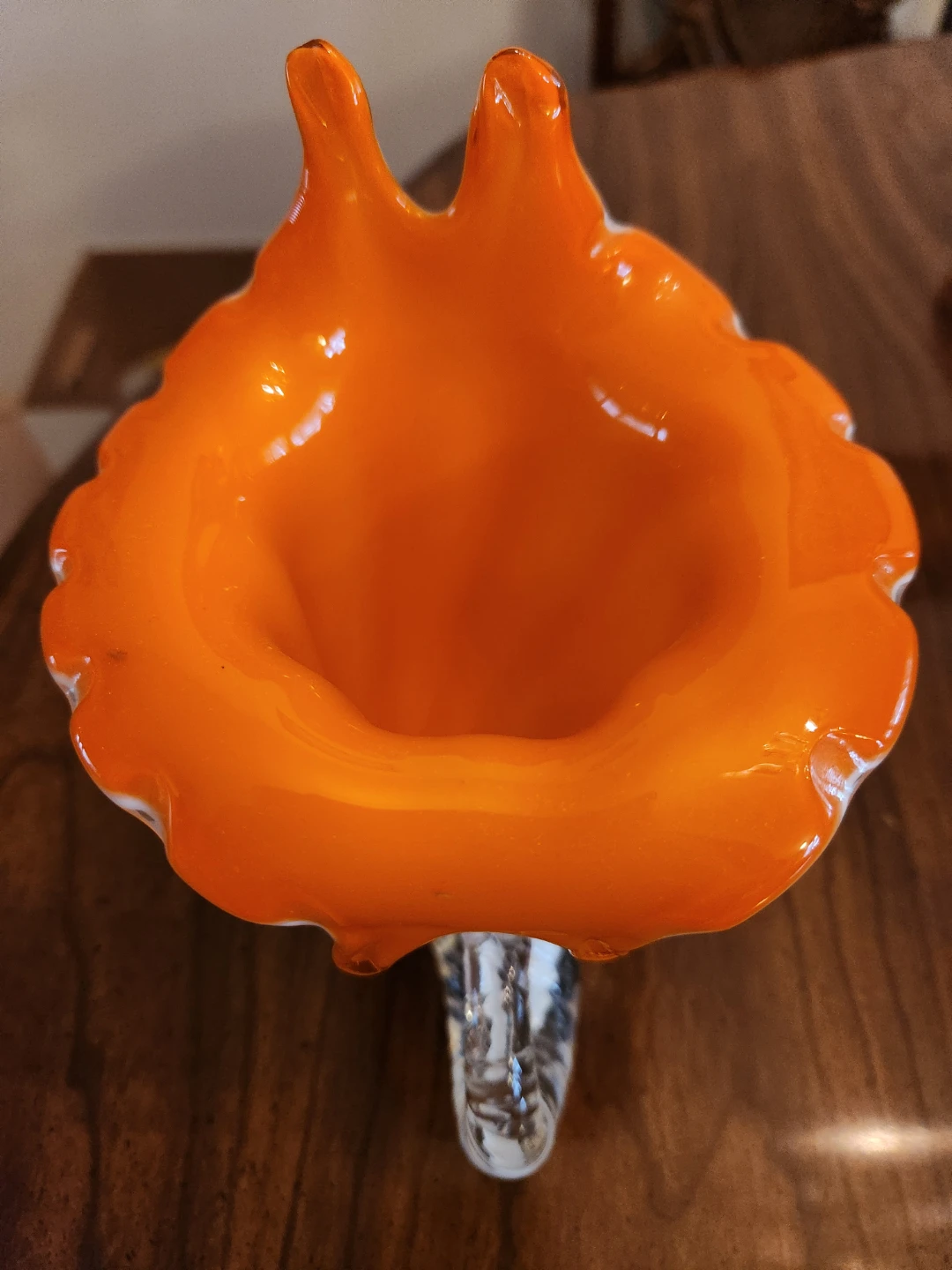 Orange and White Swirl Glass Vase - photo 4