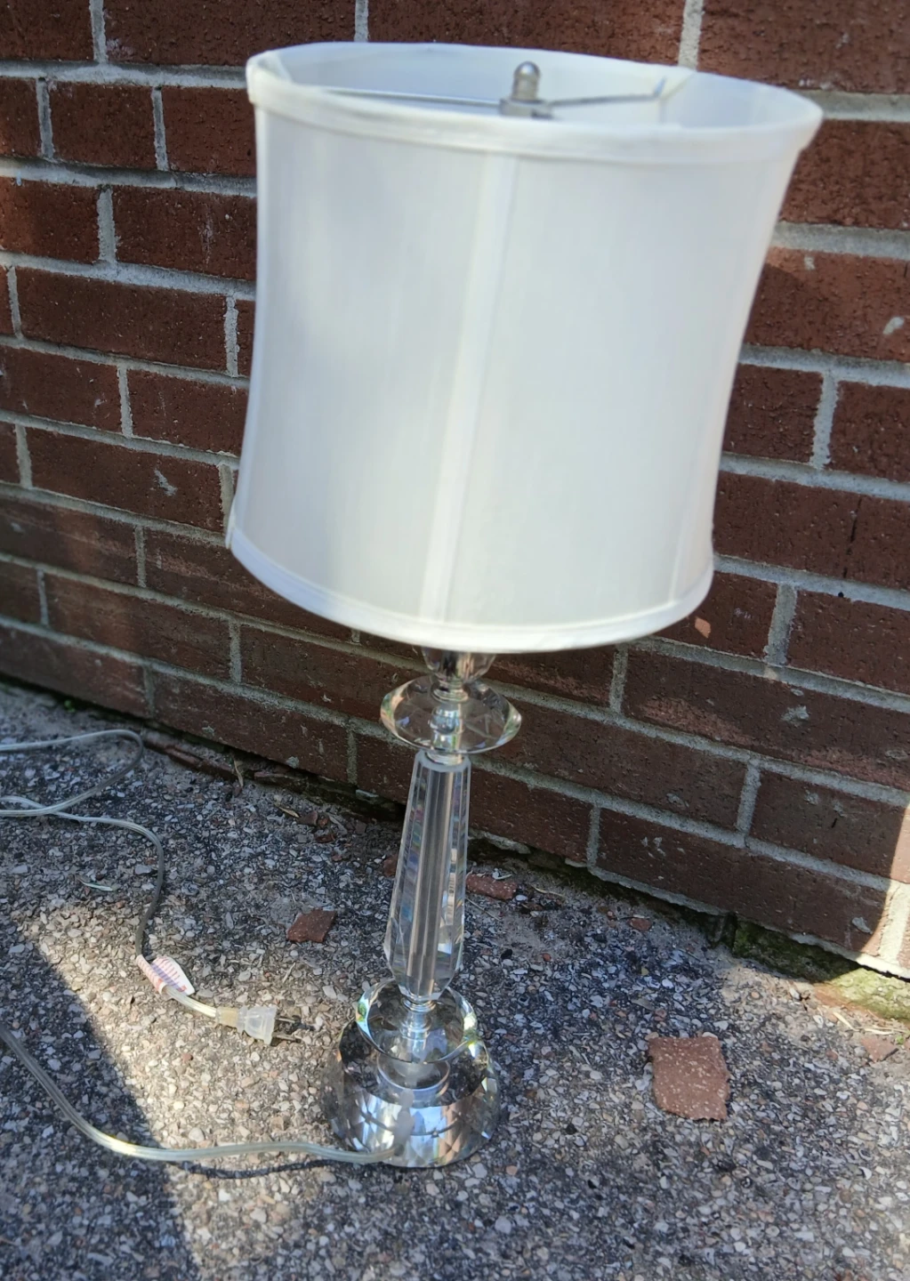 Crystal Table Lamp with White Shade 26"