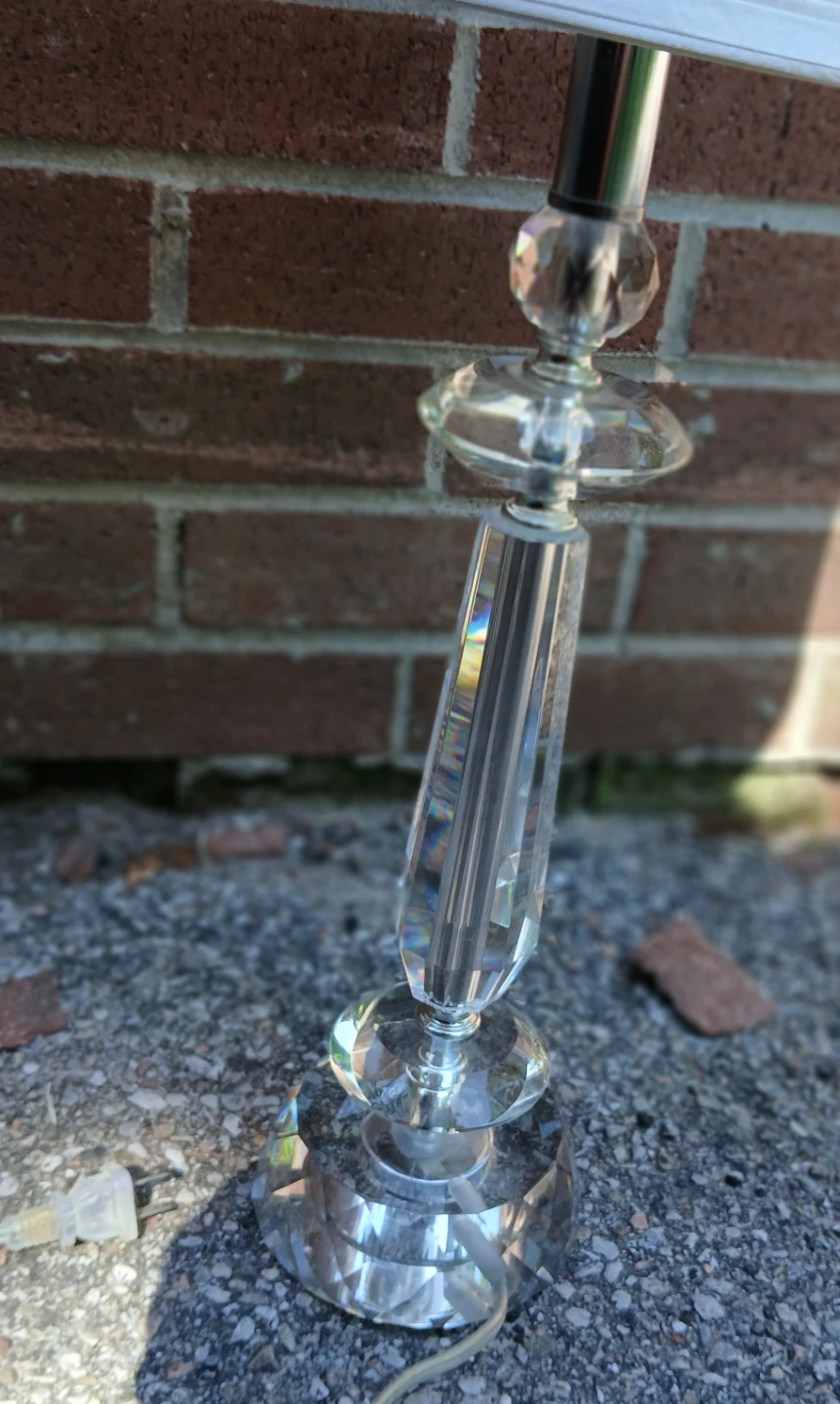 Crystal Table Lamp with White Shade 26" - photo 2