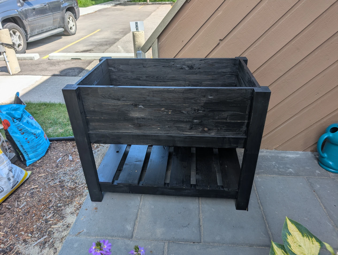 Black Wooden Raised Garden Planter Box