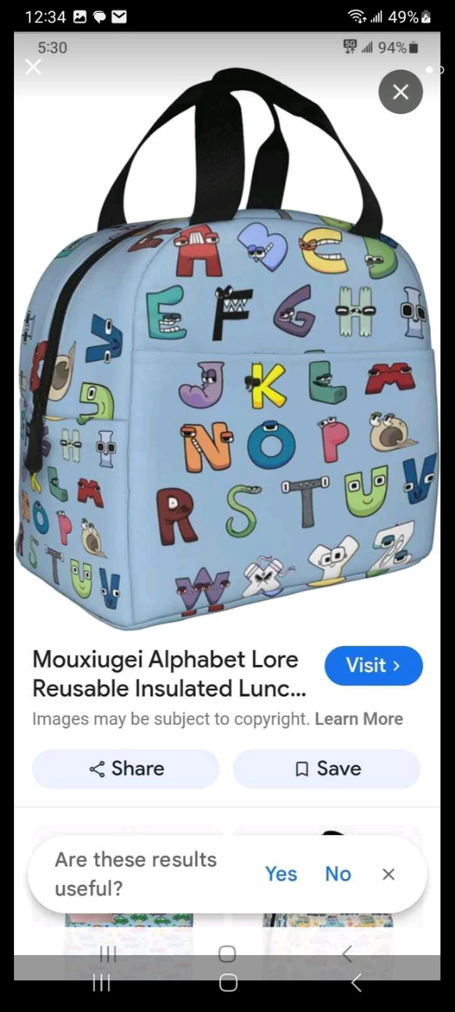 Mouxiugei Alphabet Lore Reusable Insulated Lunch Bag