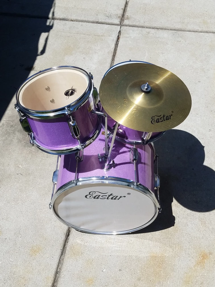 Eastar Purple Glitter Drum Set with Cymbal