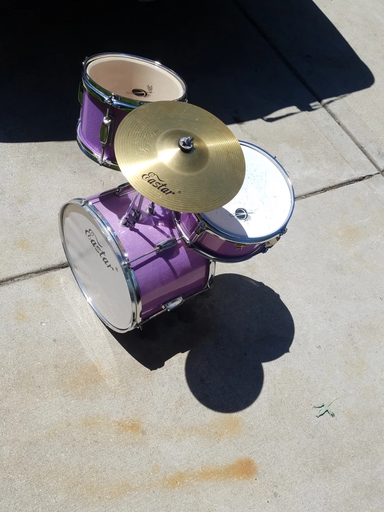 Eastar Purple Glitter Drum Set with Cymbal - photo 2