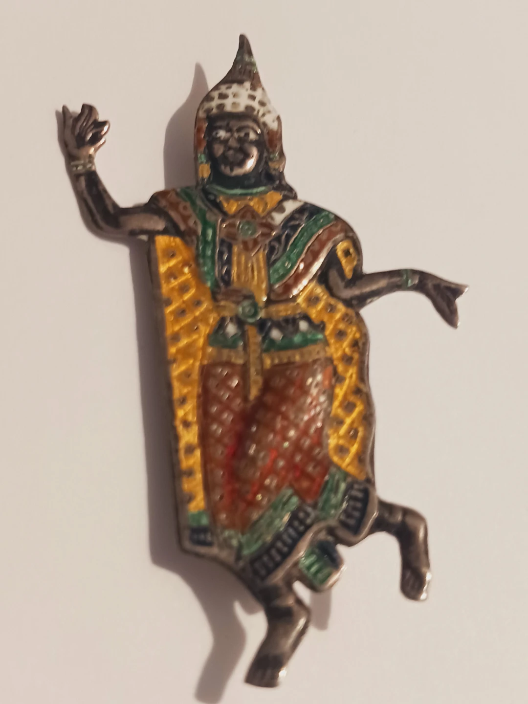 Siam NielloThai Dancer Sterling Silver 925 Stamped Brooch - photo 4