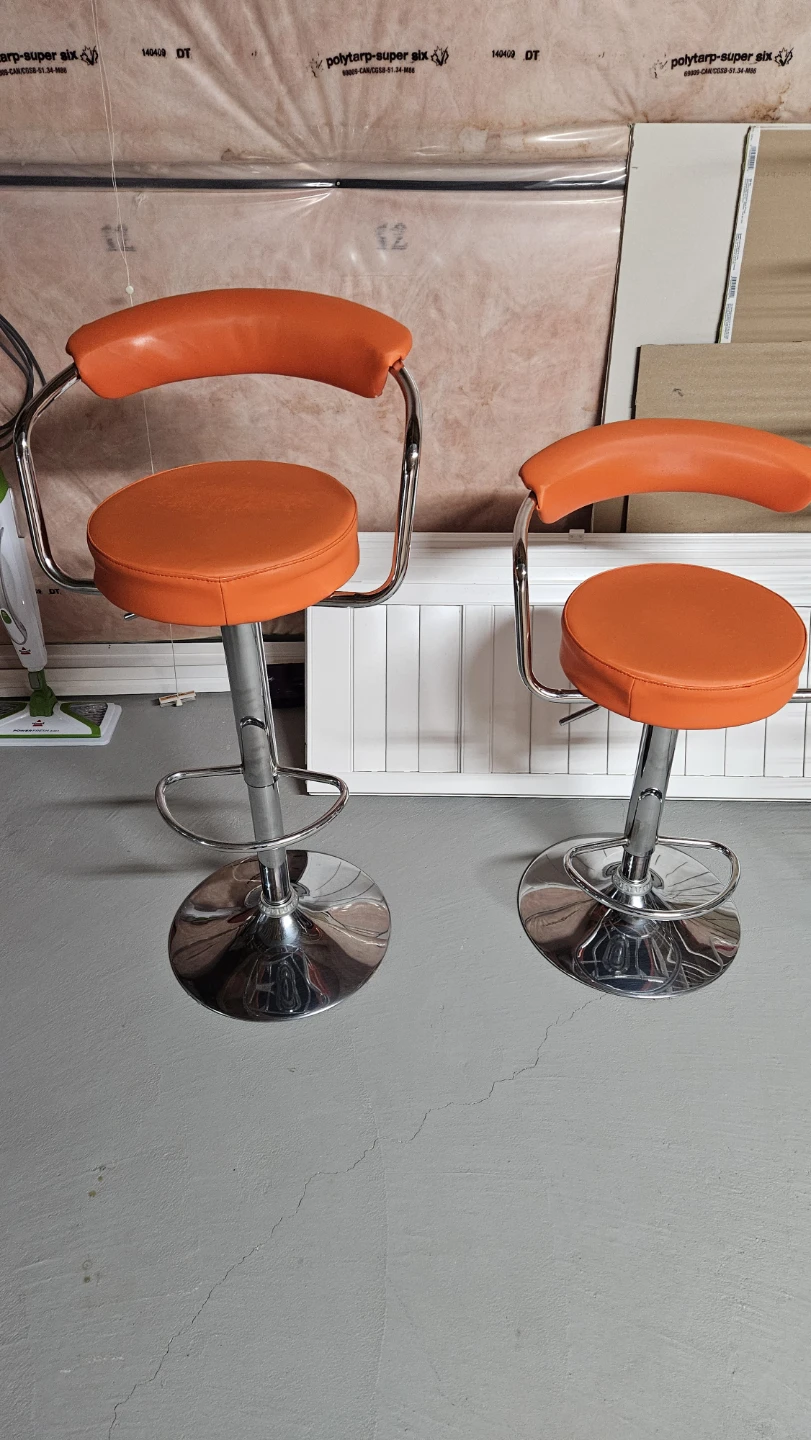 Orange Adjustable Bar Stools (Set of 2)