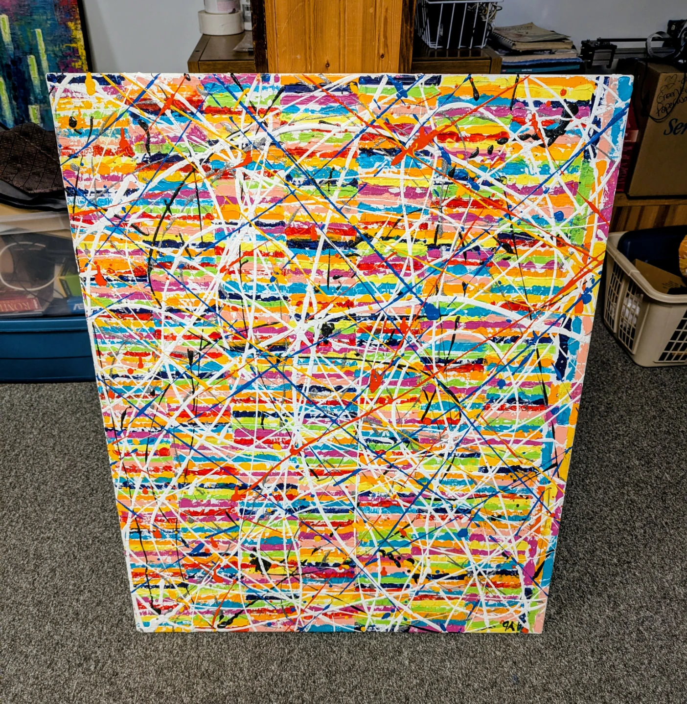 30x36 Original Abstract Drip Painting Canvas